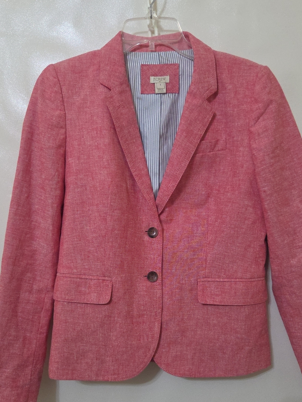 J. Crew Women's Red Tailored Linen-Blend Blazer - Size 8